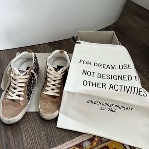 Golden Goose Mid-Star leopard-print suede sneakers. Size 39. Great condition.